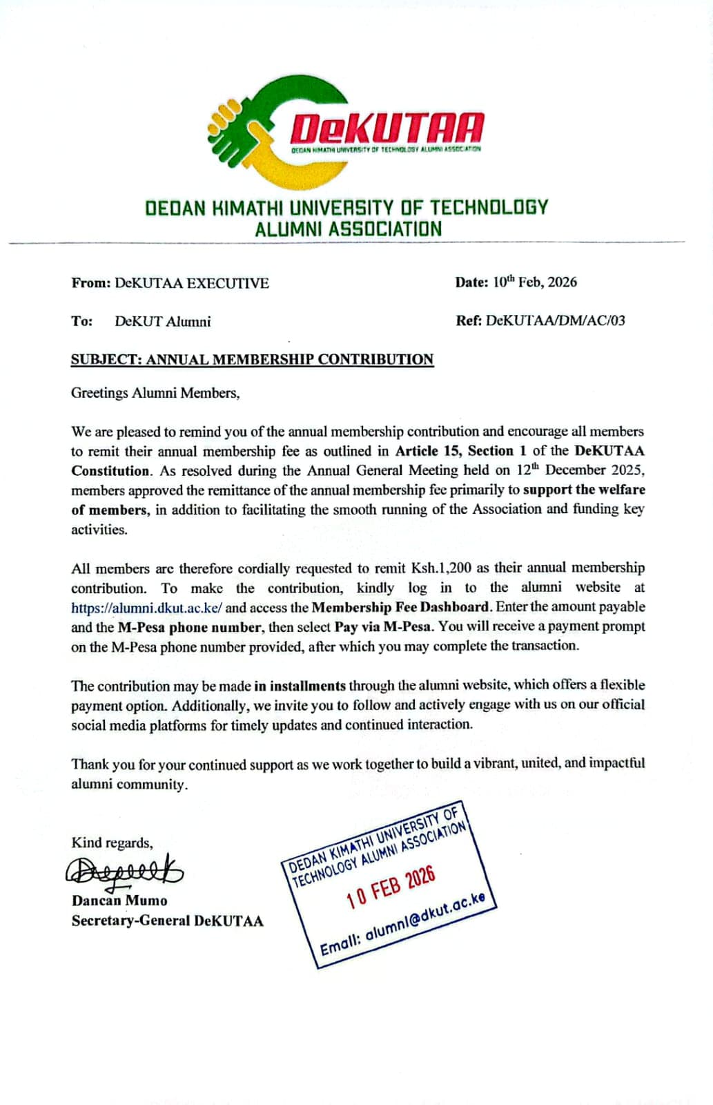 Notice - Annual Membership